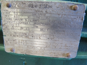 MOTOR, ELECTRIC TYPE, 70 HORSEPOWER, 460VAC, 3 PHASE, 60HZ ELEC RATING, 707 RPM, D504 FRAME, 102 AMPS. ORIGINAL MOTOR FOR MAIN AND STANDBY HYDROGENSEAL OIL PUMPS. ENGLISH ELECTRIC DRAWING NUMBER C6151149970043(D504). (W-44) LOADING & HANDLING FEE $15-